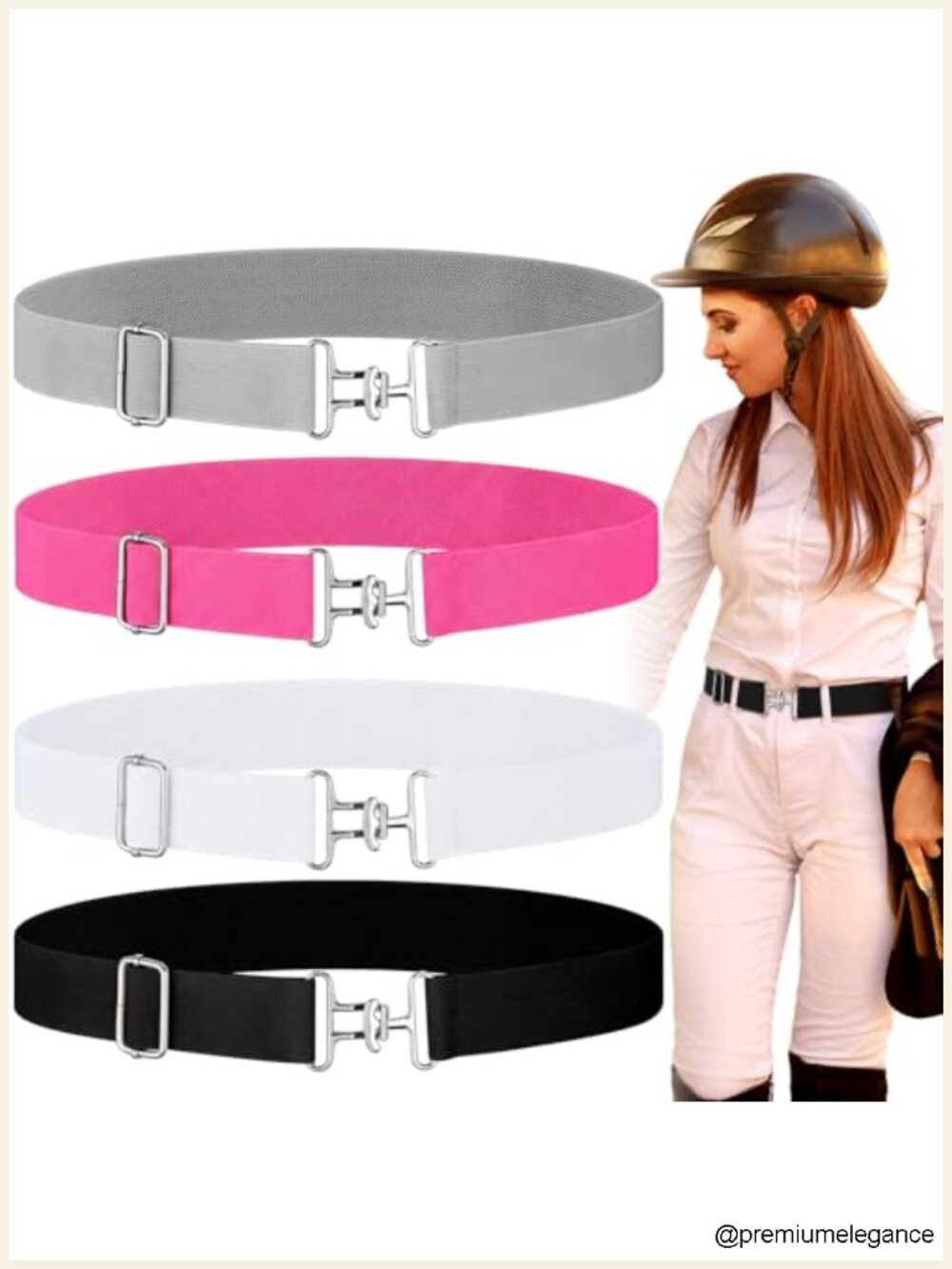 4 Pack 1.5" Elastic Polyester Equestrian Belt with Surcingle Buckle